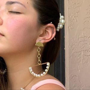 Fashion geometric round handmade pearl earrings